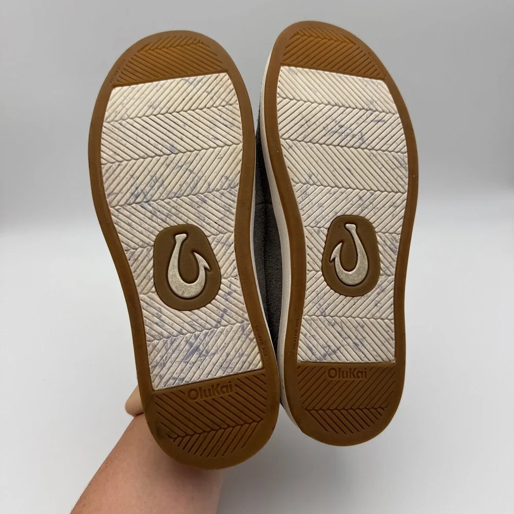 OluKai Kakaha Nia Mens Grey Suede Leather Slip On Loafers Shoes 10557-AUAU Sz 11